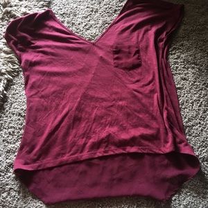 Maroon Tee with sheer backing